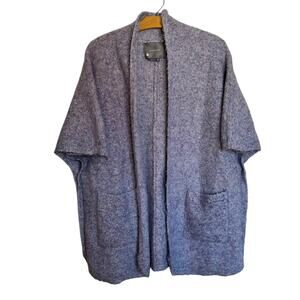 By Anthropologie Boucle Cardigan Sweater Purple Shawl Cape Pockets Cozy One Size